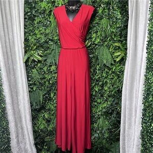 RALPH LAUREN Jumpsuit Women Small Red Pants Romper Flare Leg V Neckline 2456